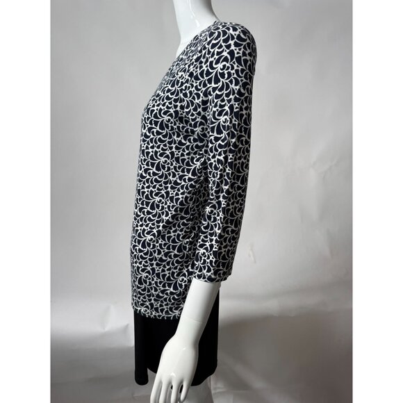 Black & White Floral Pattern Womens Top - Picture 4 of 16